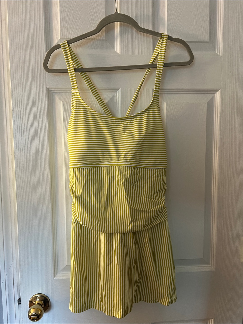 Lands’ End Light Green Striped Swim Dress -